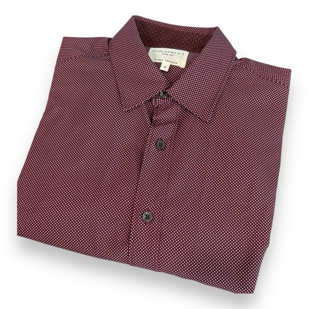 CON.STRUCT‎ Construct Button Up Shirt Slim Fit Stretch Pattern Mens Size M Red
